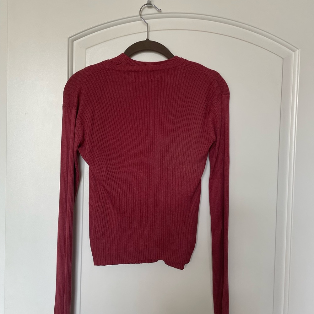 Tocca Deep Rose Ribbed Cardigan Set - Picture 2 of 5